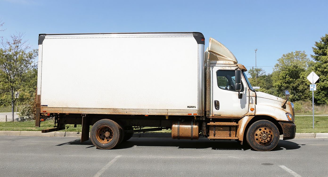 Avant - Camion utilitaire blanc éclatant - Projet de nettoyage à Kinshasa